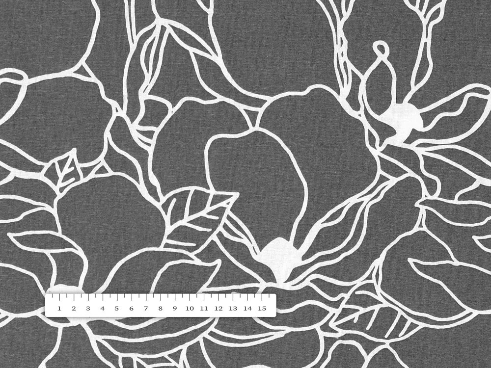 Biante Bavlnená obliečka na vankúš Sandra SA-269 Biele designové kvety na sivom 35 x 45 cm