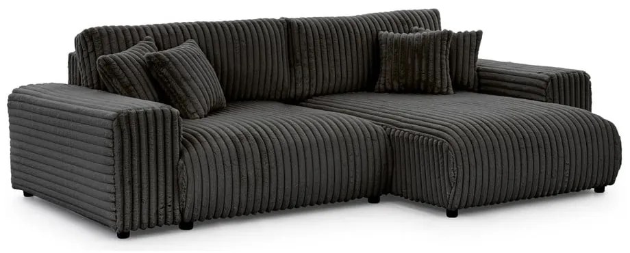 Tmavosivá menčestrová rozkladacia/s úložným priestorom rohová pohovka (pravý roh) Sarina – Ropez