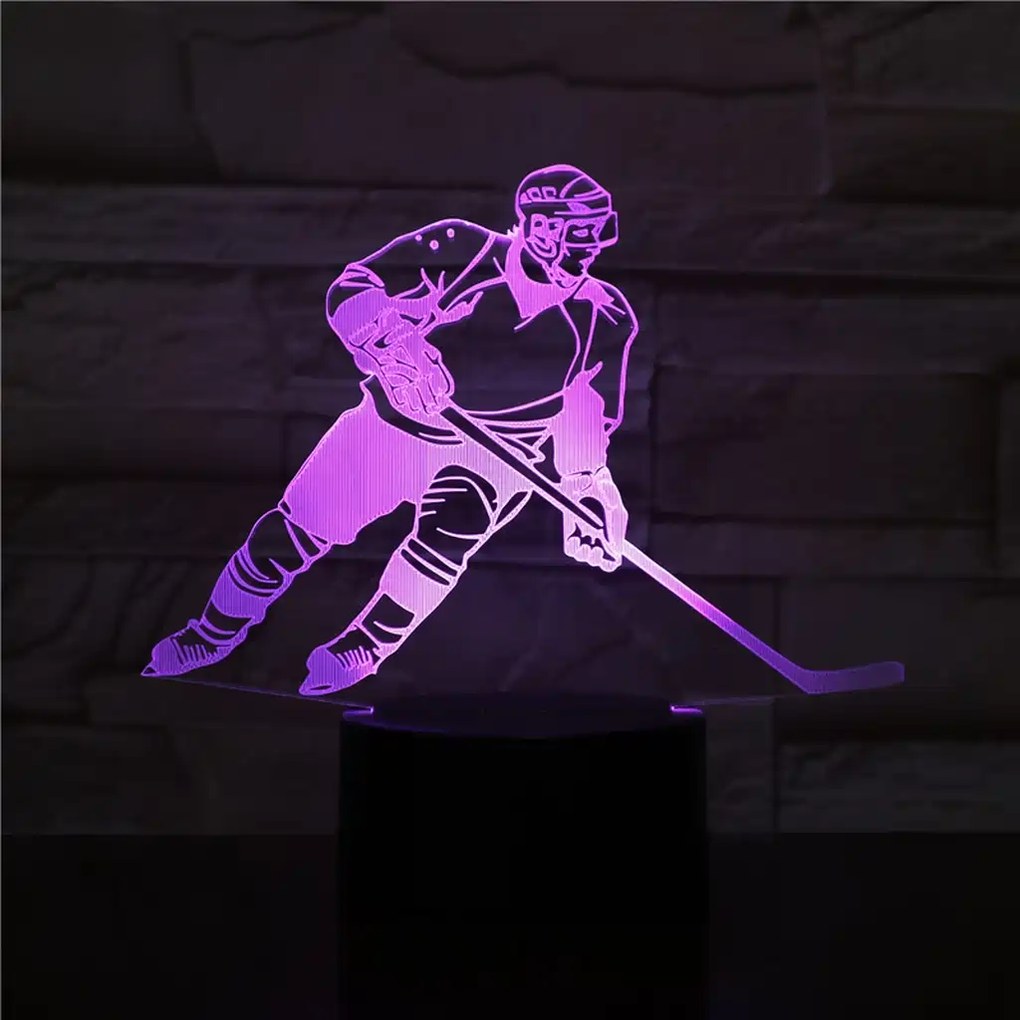 3Dmix 3DL-BTB037 – 3D LED nočná lampa - Hokejista (Bluetooth reproduktor - farba biela)