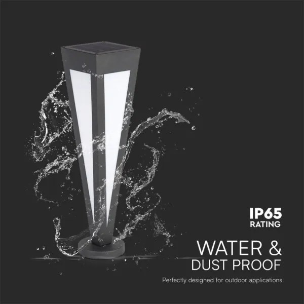 LED Solárna lampa LED/2W/3,7V IP65 3000K čierna