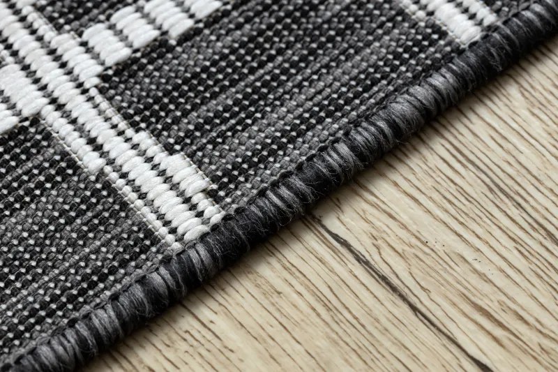 Dywany Łuszczów, Kusový koberec Sion Sisal Trellis 22144 black/ecru – na von aj na doma, 80x150, šedá, chodba / predsieň