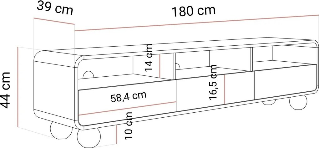 TV stolík PASCAL 180 cm