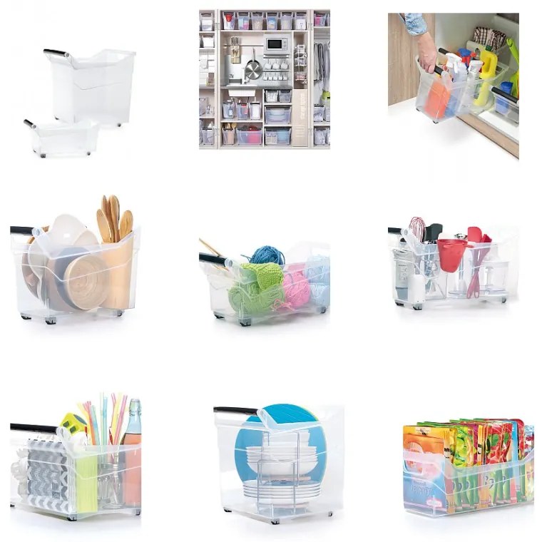 Prosperplast Úložný box, úzký s madlem, systémový NUK 38 x 18 x 26 (vysoký), 14l
