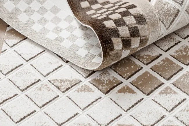 Koberec AKRYL VALS 103 Geometricky ramka 3D , béžový / slonia kosť