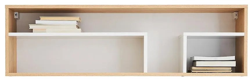 Polička Pixel Px13 sušienkový dub / biely lux / sivý