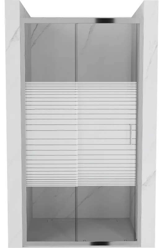 Mexen Apia, posuvné dvere do otvoru 135 x 190 cm, 6mm číre sklo-pásiky, chrómový profil, 845-135-000-01-20
