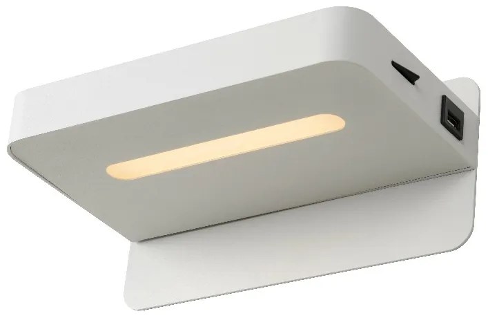 Lucide 77280/05/31 ATKIN - Nočná lampa - LED - 1x5W 2700K - s USB nabíjaním - biela