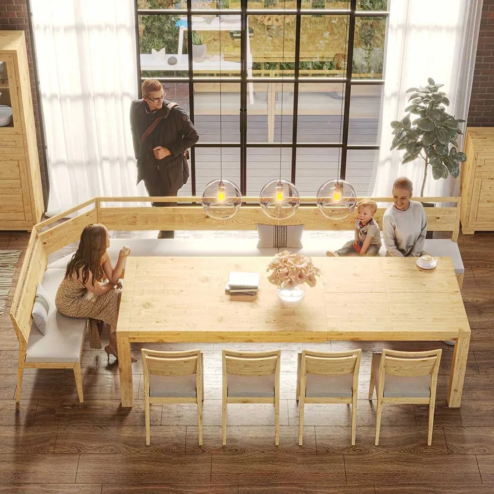 Veľký moderný jedálenský rozťahovací stôl z dubového masívu pre 6 až 10 osôb, 170-270×100×77 cm