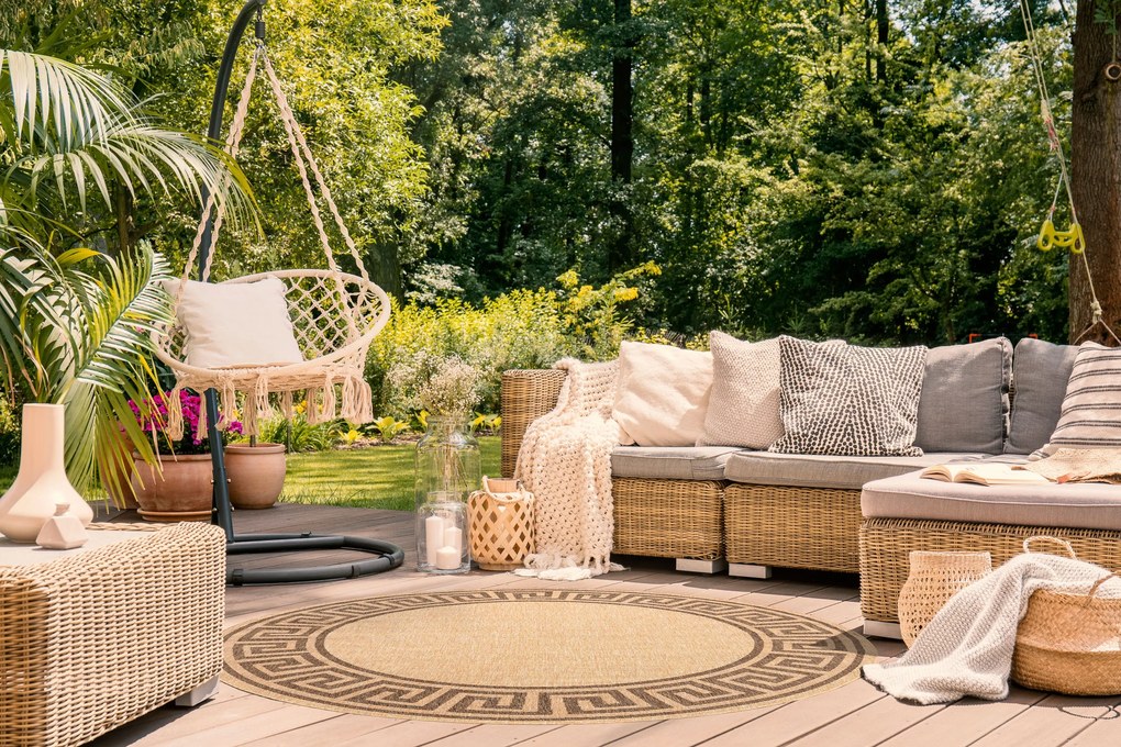 Šnúrkový koberec  SIZAL FLOORLUX kruh 20014 Grécky mais / coffeee