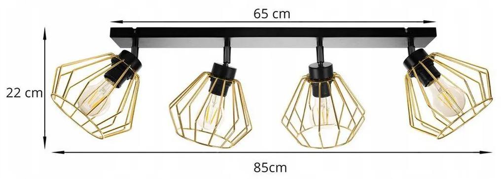 Bodové svietidlo Nuvola 1, 4x zlaté drôtené tienidlo, (výber z 2 farieb konštrukcie - možnosť polohovania)