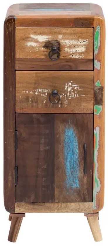 furniture-nabytek.cz - Masivní koupelnová spodní skříňka Calcutta II z recyklovaného dřeva, lakovaná, vícebarevná – 35×35×80 cm