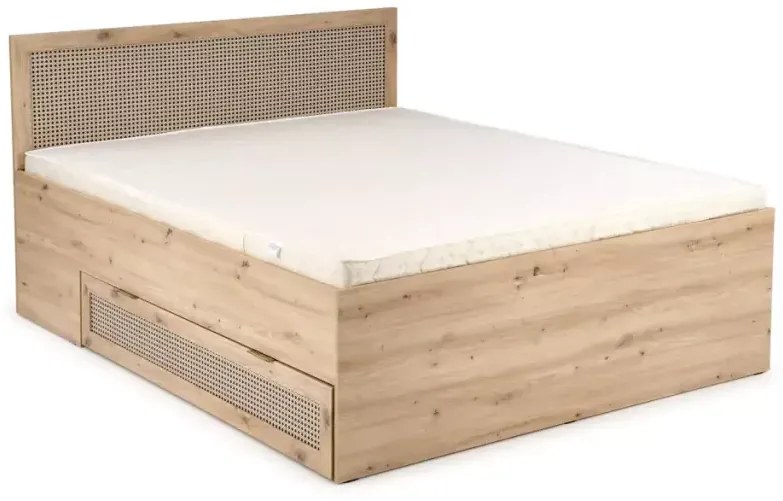Dvoulůžková postel Borneo K 160x200 s šuplíky dub artisan/černá