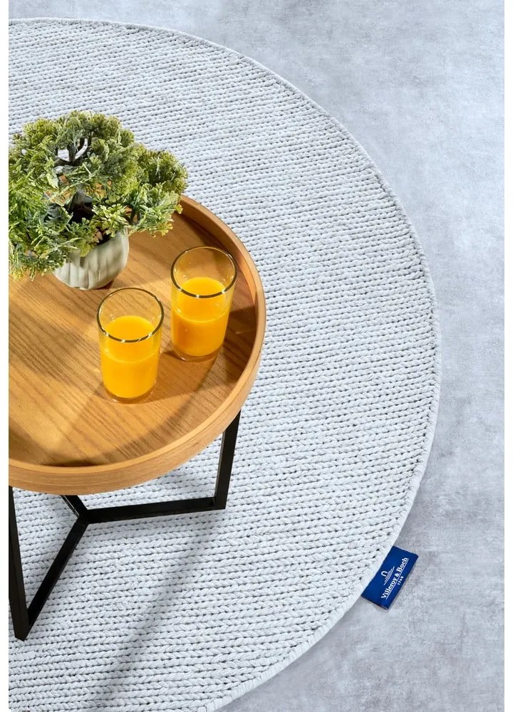 Biely ručne tkaný vlnený okrúhly koberec ø 200 cm Francois – Villeroy&amp;Boch