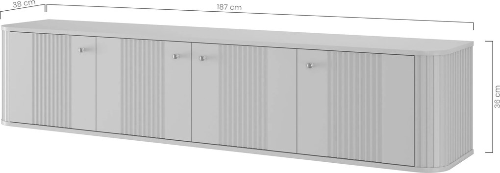 Závesná TV skrinka Vesper 4D 187 cm - kašmír / čierne úchytky