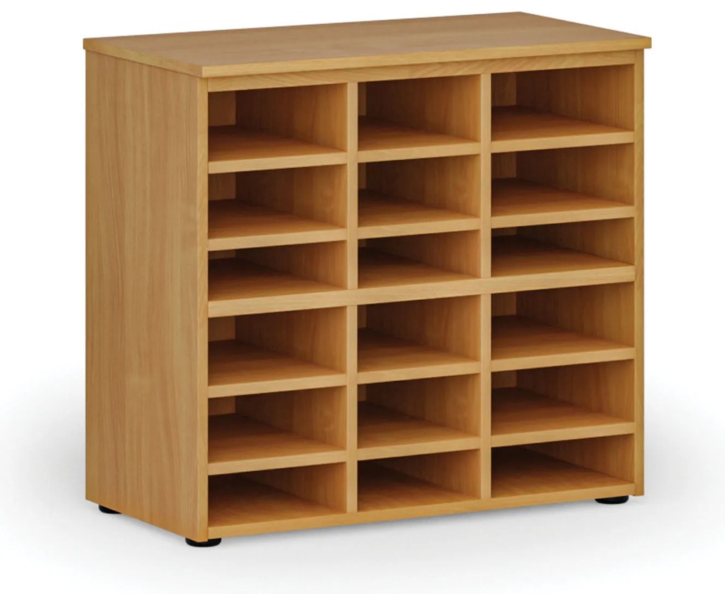 Triediaci regál PRIMO WOOD, 800 x 420 x 740 mm, 18 priehradok, buk