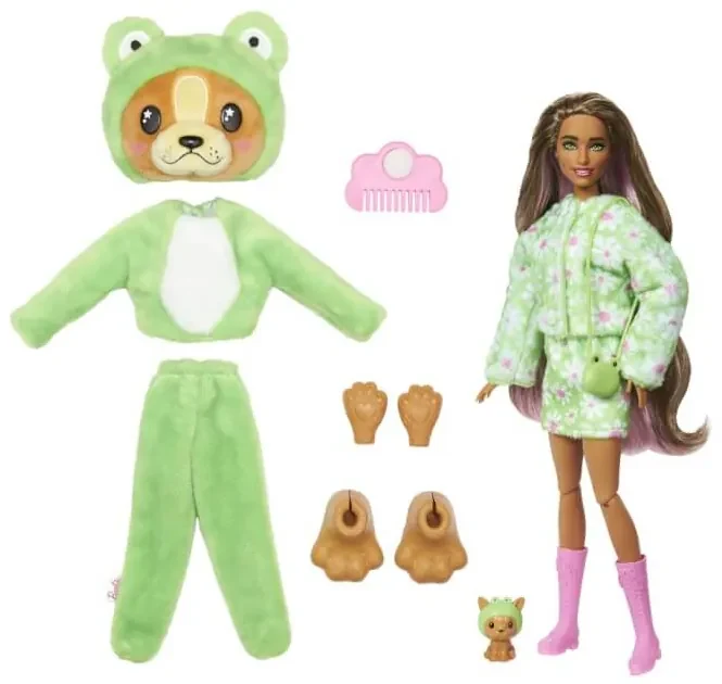 BRB CUTIE REVEAL BARBIE V KOSTÝME - PSÍK V ZELENOM KOSTÝME ŽABKY
