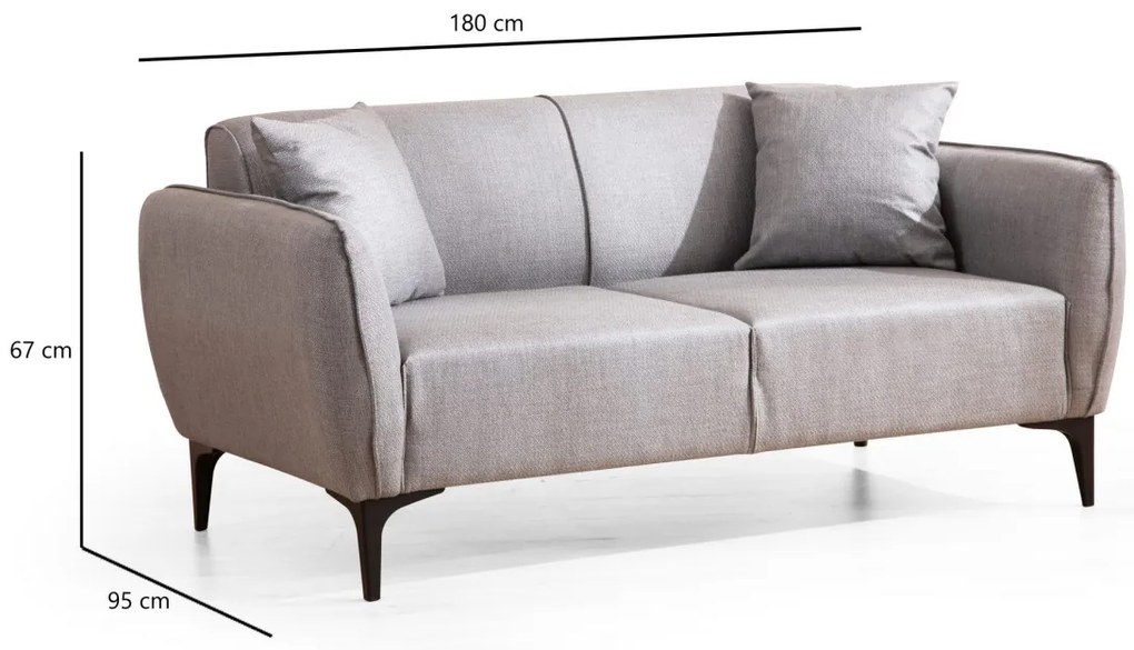 Dvoumístná pohovka Belissimo 180 cm šedá