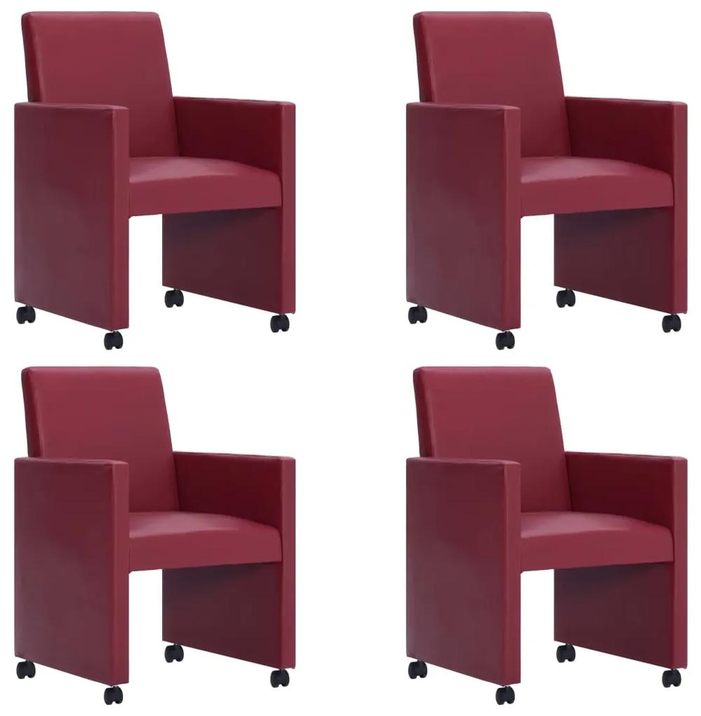 Jedálenské stoličky 4 ks, vínovo červené, umelá koža 276881