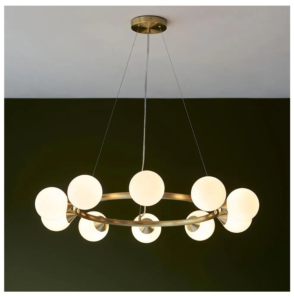 Endon 106008 - Závesný luster na lanku OTIS 10xG9/3W/230V zlatá/biela