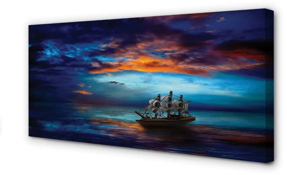 Obraz canvas Zamračené morská loď večer 120x60 cm