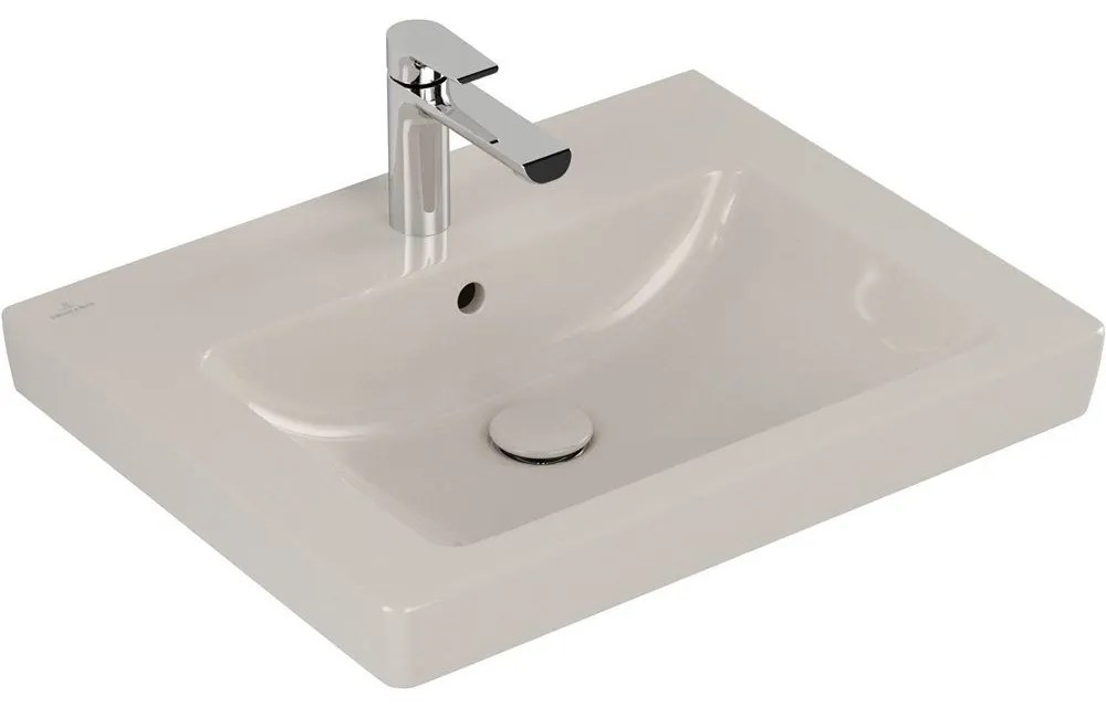 VILLEROY &amp; BOCH Subway 2.0 závesné umývadlo s otvorom, s prepadom, 600 x 470 mm, Pergamon, s povrchom CeramicPlus, 711360R3