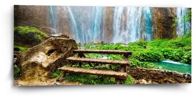 Sablio Obraz Posedenie pri vodopáde - 110x50 cm