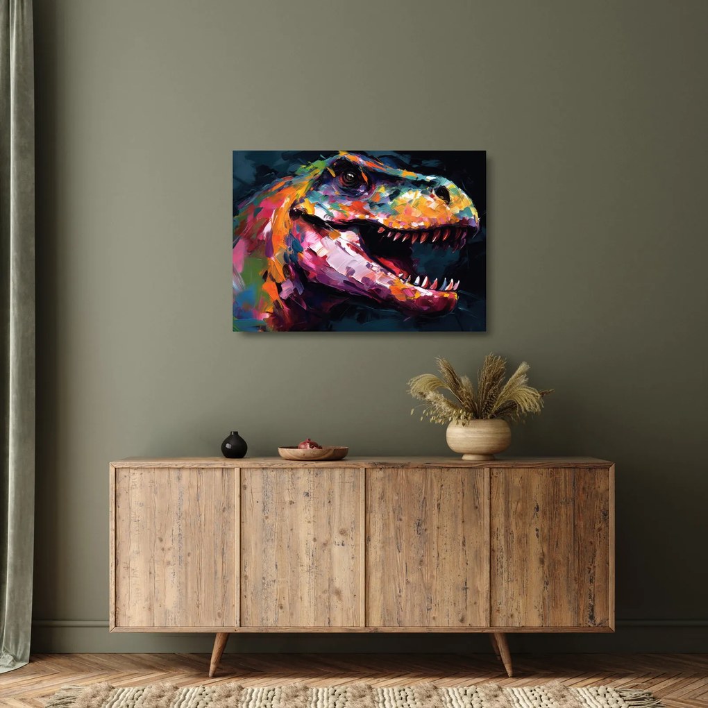 Sklenený obraz - Dinosaurus, maľba (70x50 cm)