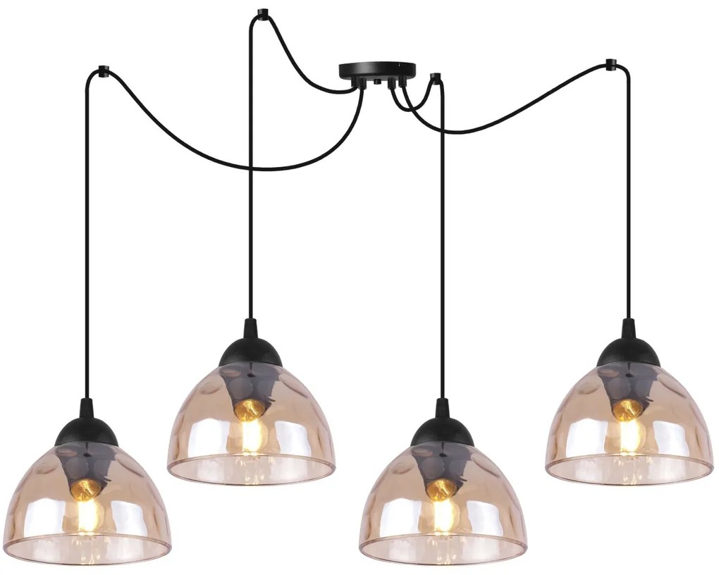 Závesné svietidlo Venice Spider, 4x medové sklenené tienidlo