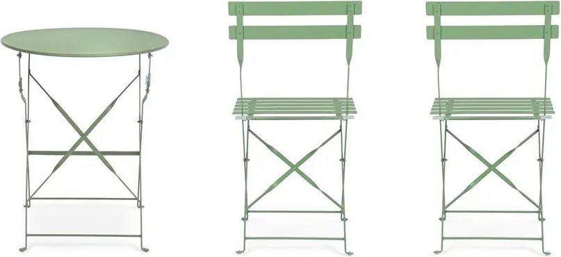 Šalviovozelená oceľová záhradná jedálenská súprava pre 2 Austin – Bizzotto