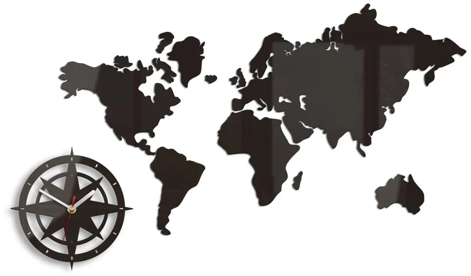 Moderné nástenné hodiny WORLD MAP WENGE wenge