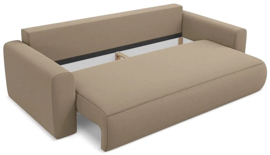 Svetlohnedá zamatová rozkladacia/s úložným priestorom pohovka 238 cm Kapua – Makamii