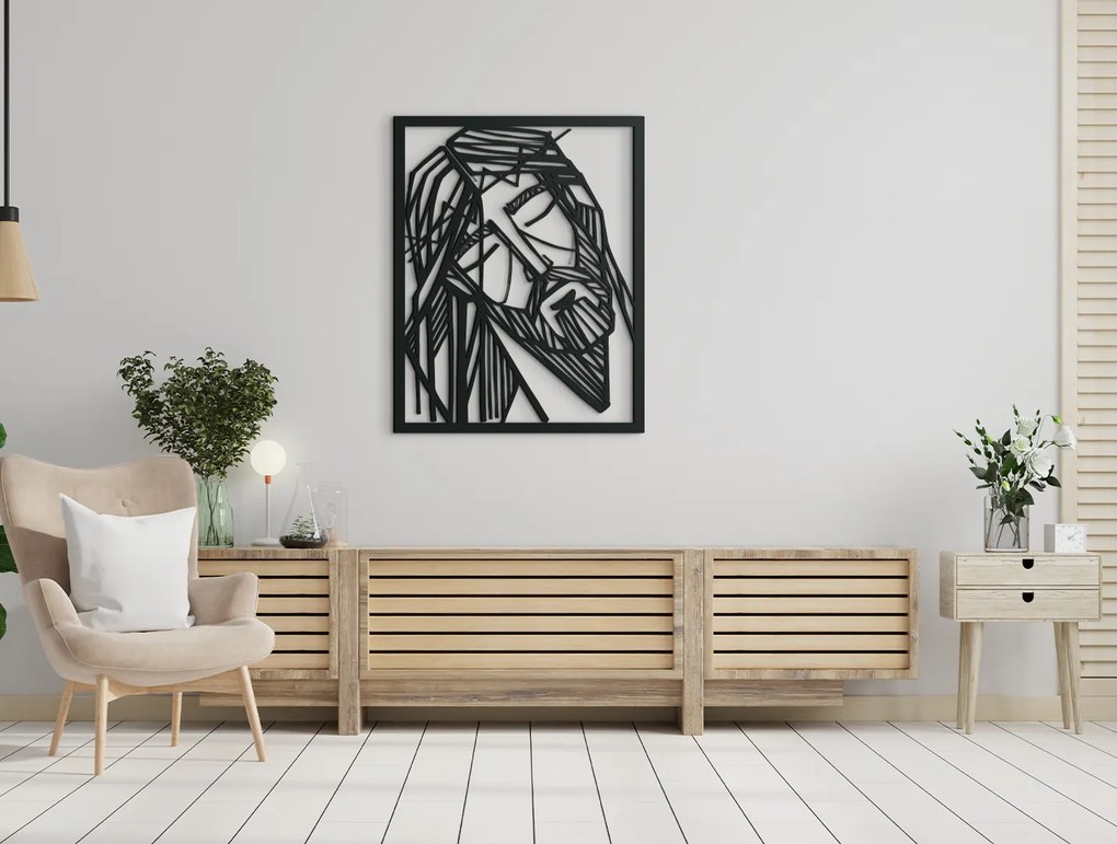 drevko Moderný obraz Ježiš s tŕňovou korunou Rozmer obrazu: 41 x 32,5 cm, Farba dekorácie: Čierna