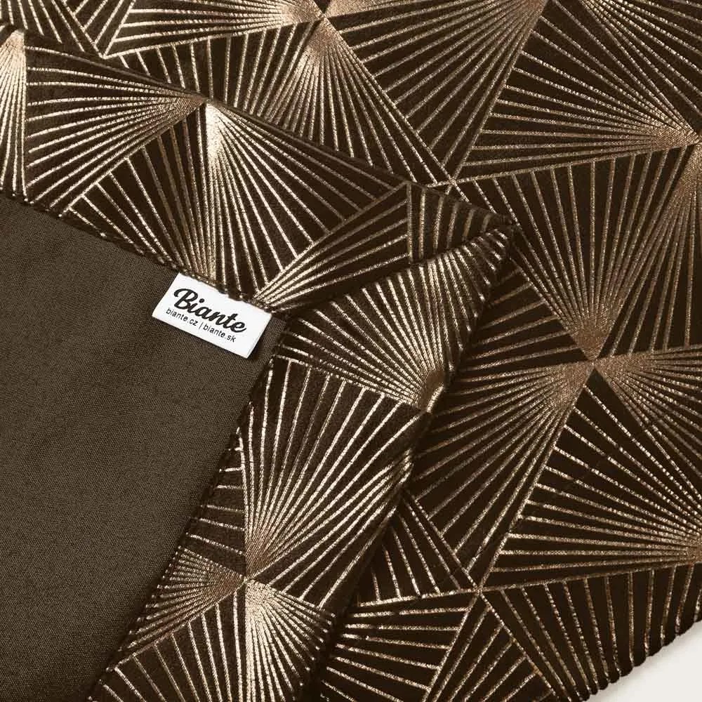 Biante Zamatový prehoz na posteľ Isabela IBL-012 Rose Gold trojuholníky na hnedom 140x220 cm