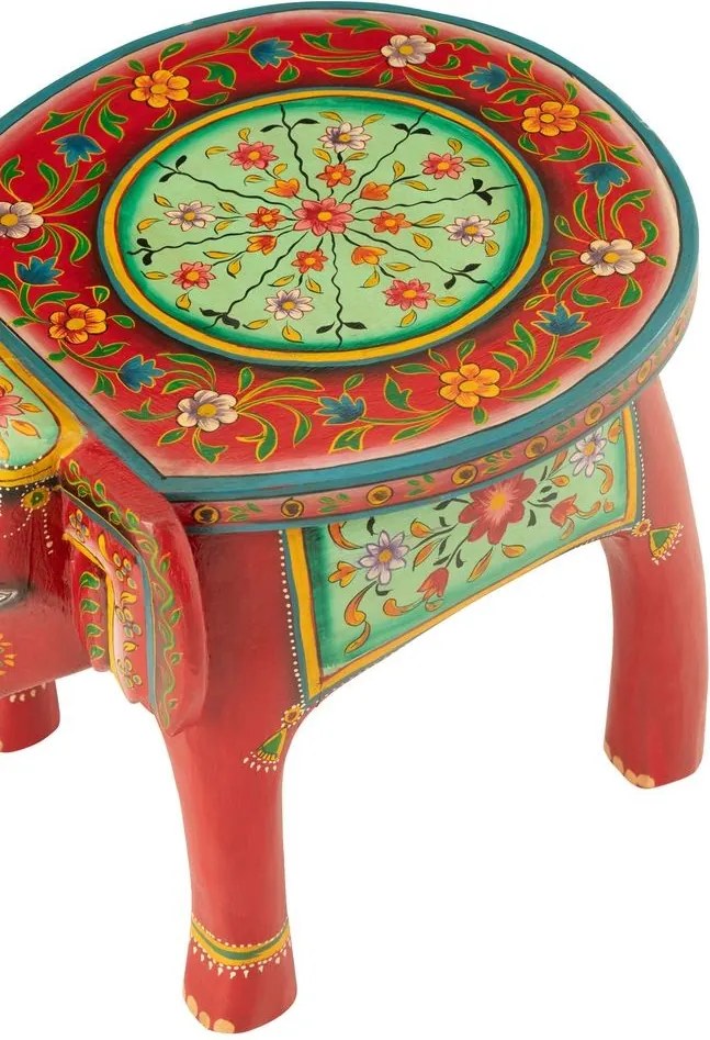 Drevený farebný stôl / stolička slon Mumbai mango wood - 48*35*36 cm