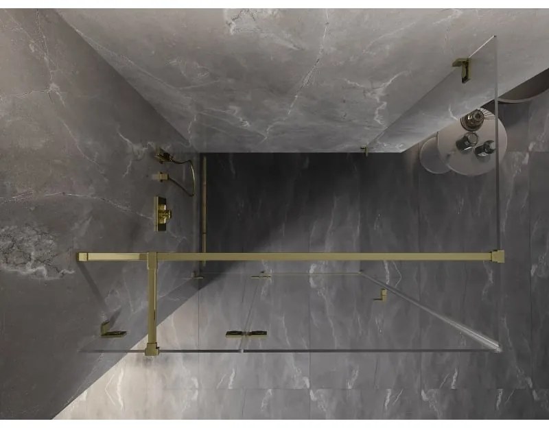 Mexen Lunar T, sklápací sprchový kút ľavý 135 x 70 cm, 8mm číre sklo, zlatý profil, 834T-135-070-50-00-L
