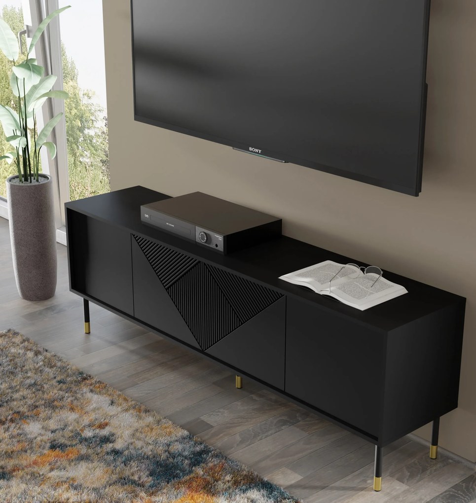TV stolík/skrinka 4D 180 Wenty (čierna + zlatá). Akcia -20%. Vlastná spoľahlivá doprava až k Vám domov. 1125162