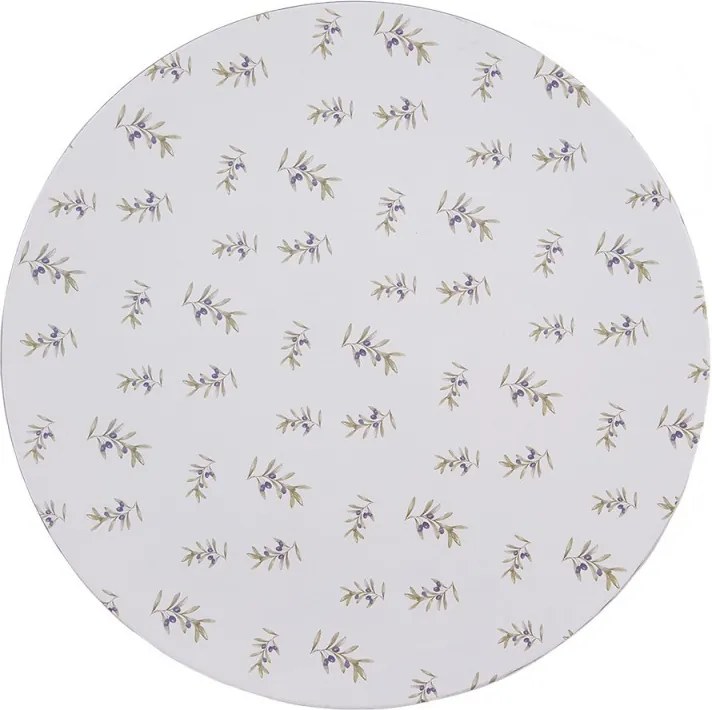 Biely servírovací tanier s olivami Olive Fields - Ø 33*1 cm