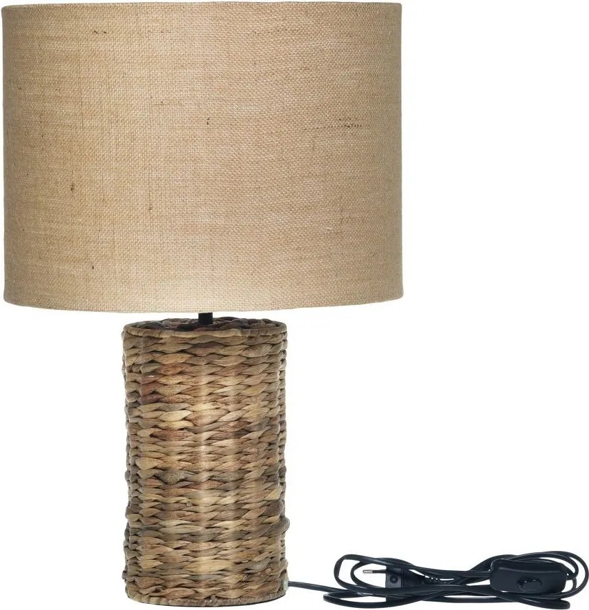 Stolová lampa s drevenou základňou a ľanovým tienidlom Pipp - 37*57 cm/ E27