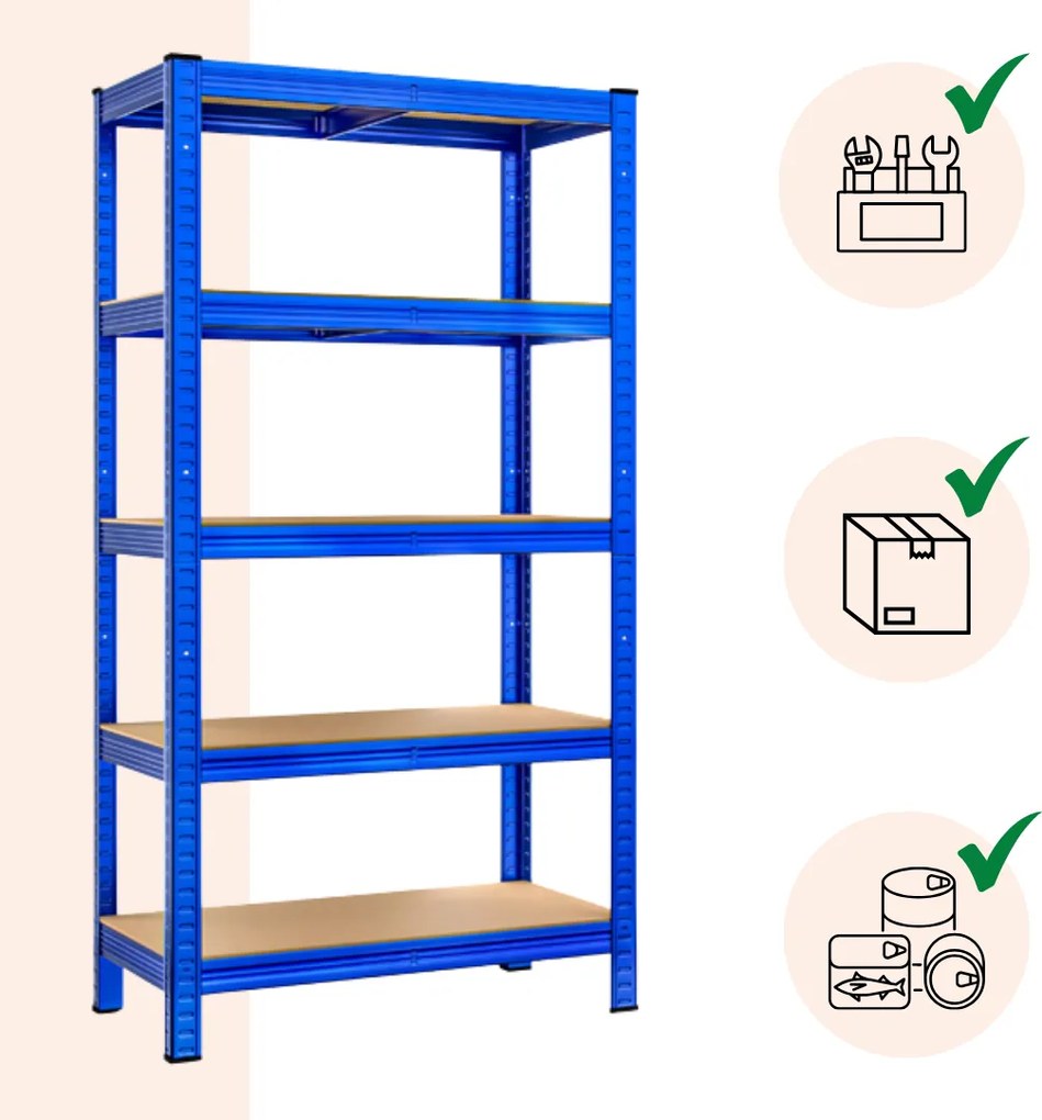 Regál s vysokou nosnosťou HEAVY, max. 875kg, 90x40x180cm, modrá Monzana