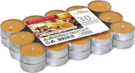 Súprava čajových sviečok vôňa zimný pomaranč, 30 ks%