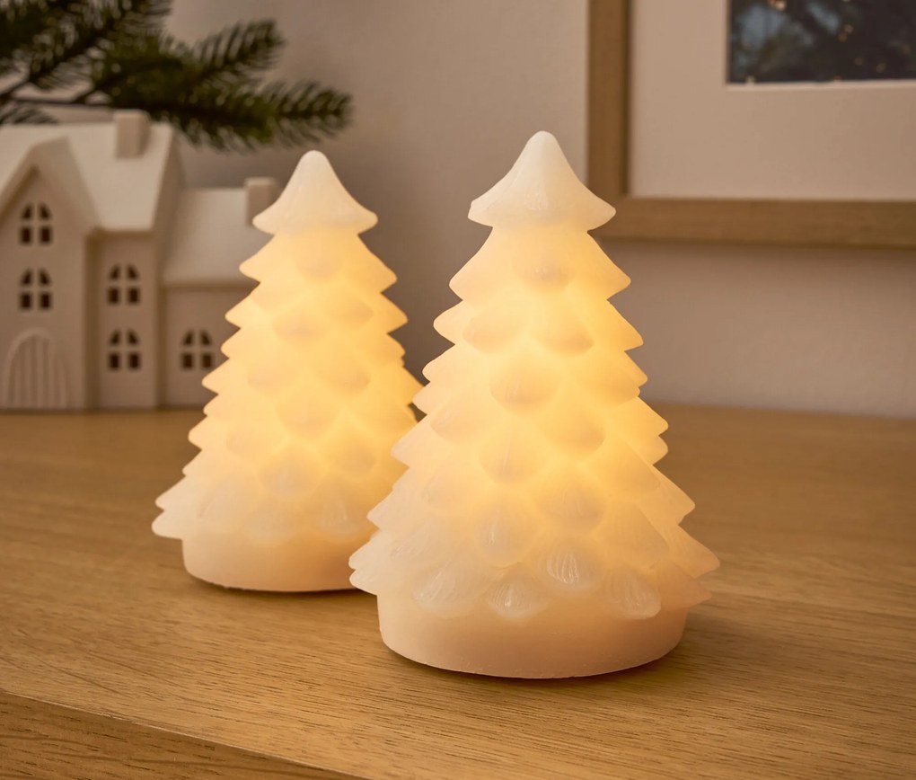 LED jedličky z pravého vosku, 2 ks, malý