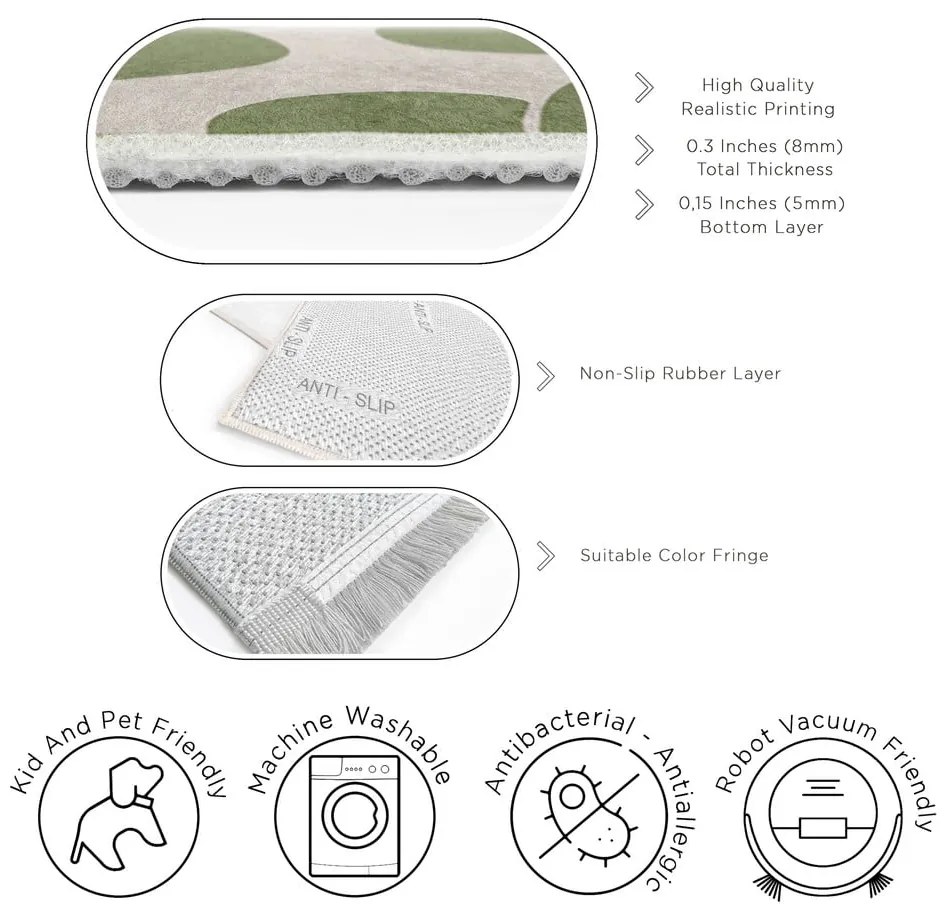 Zelený prateľný koberec 60x100 cm Green Meadow – Mila Home