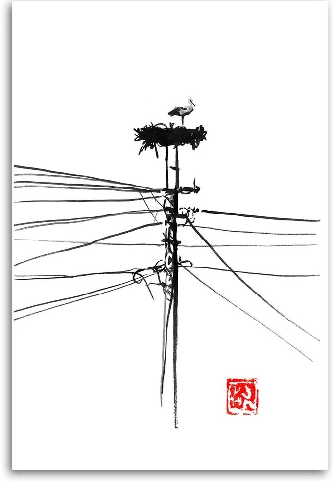 Gario Obraz na plátne Bocian v hniezde - Péchane Rozmery: 40 x 60 cm