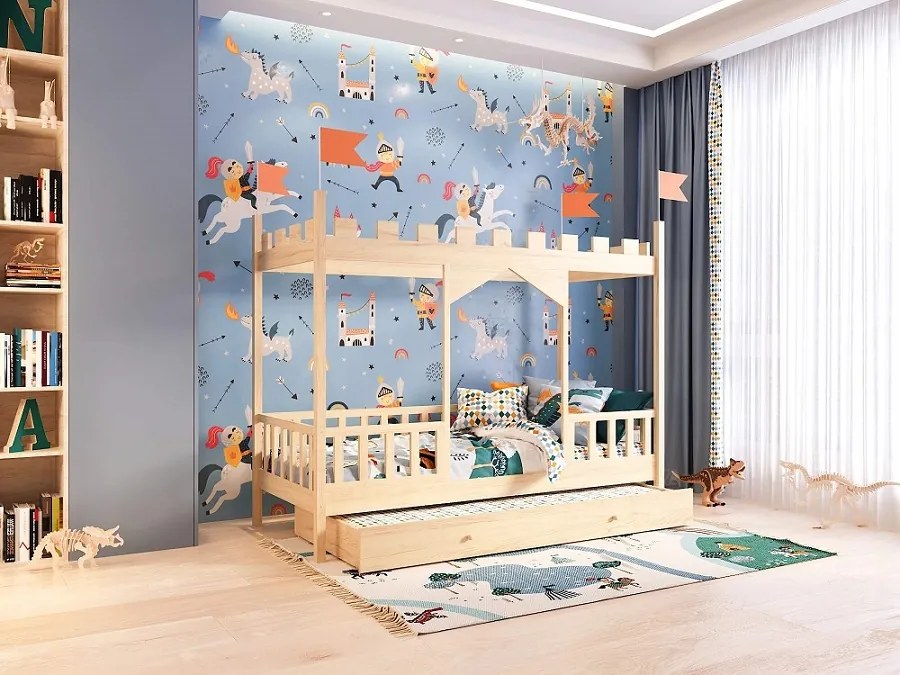 Detská posteľ Dragon 5 s prístelkou - 120 x 200 cm - biela