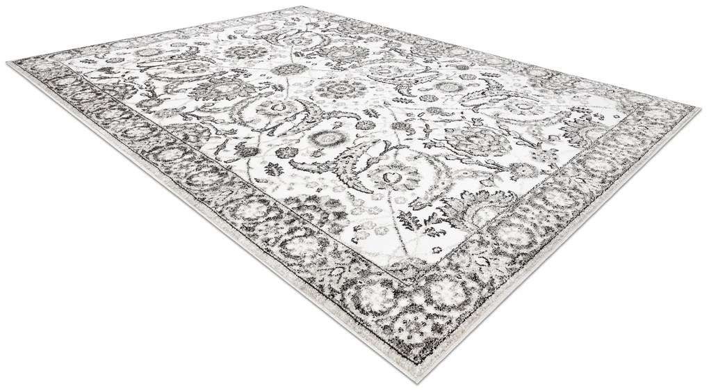 Koberec MATEO 8037/944 Kvety, s rámom, sivo - béžový