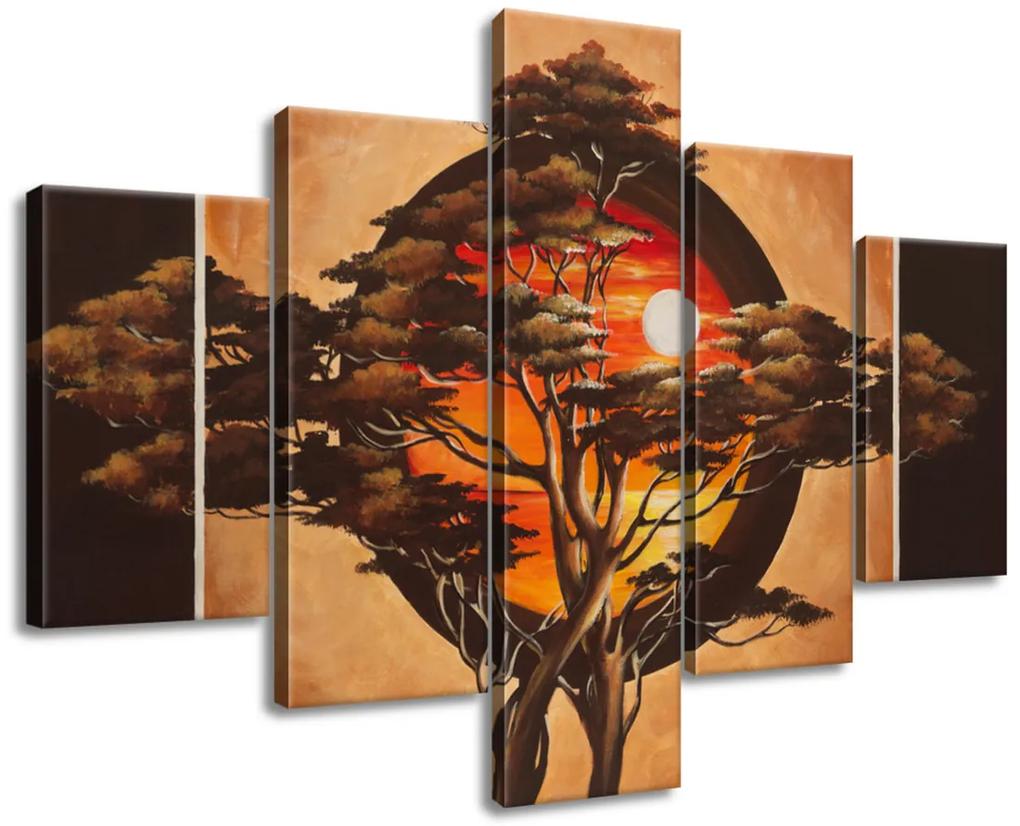 Gario Ručne maľovaný obraz Sférický strom - 5 dielny Rozmery: 100 x 70 cm