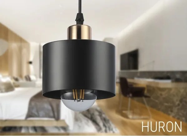 Luster na lanku 1xE27/35W/230V pr. 12 cm čierna/zlatá