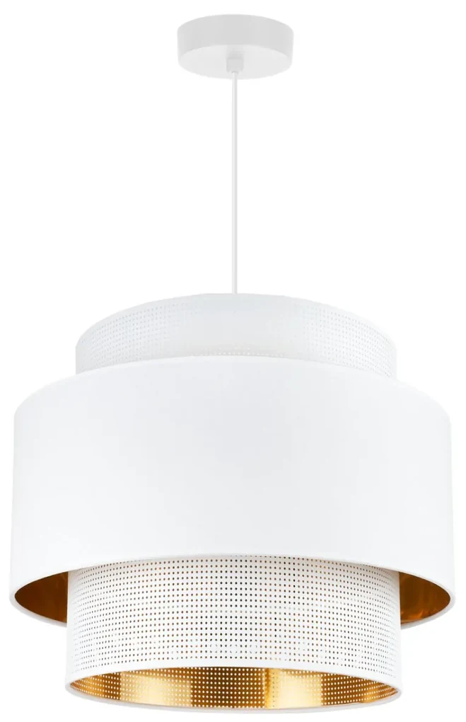 Závesné svietidlo Asti, 1x PVC/biele textilné tienidlo, (fi 35cm), g/c, w