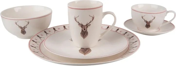 Porcelánová šálka s tanierikom s jeleňom Cosy Lodge - 12*9*6 cm / 200 ml
