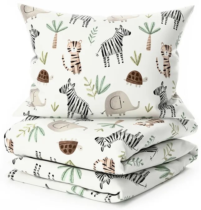 Krepové obliečky do postieľky Renforcé JUNGARI krémové Rozmer obliečky: 45 x 65 cm | 90 x 140 cm